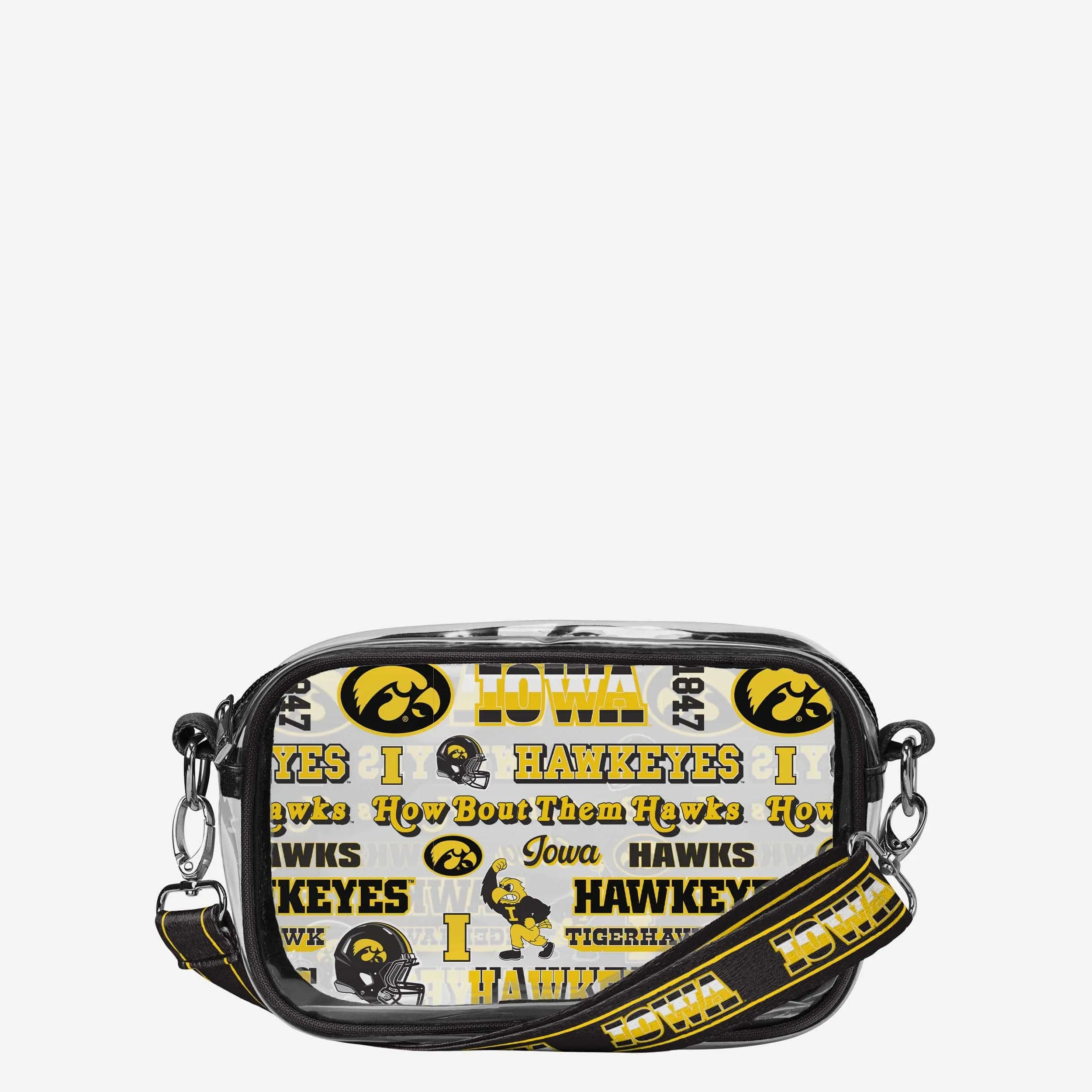 Iowa Hawkeyes Repeat Retro Print Clear Crossbody Bag