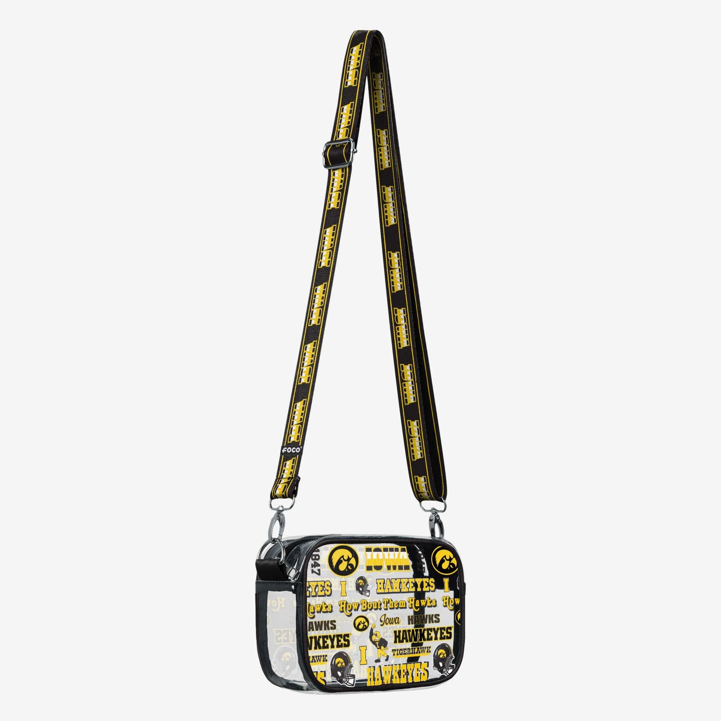 Iowa Hawkeyes Repeat Retro Print Clear Crossbody Bag