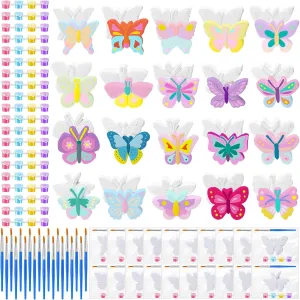 JellyArch 20 Set Butterfly DIY Painting Kit Summer Ceramic to Paint Your Own Butterfly Statues Unpainted Plaster Figurines Brushes Acrylic Paints Bags Party Favor for Adults