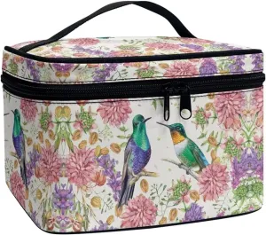 JEOCODY Hummingbird Cosmetic Bag Makeup Bag Portable Travel Cosmetic Bag for Women Tie Dye Print Travel Makeup Bag with Handle Makeup Bags for Women Cosmetic Bag Portable Travel Case