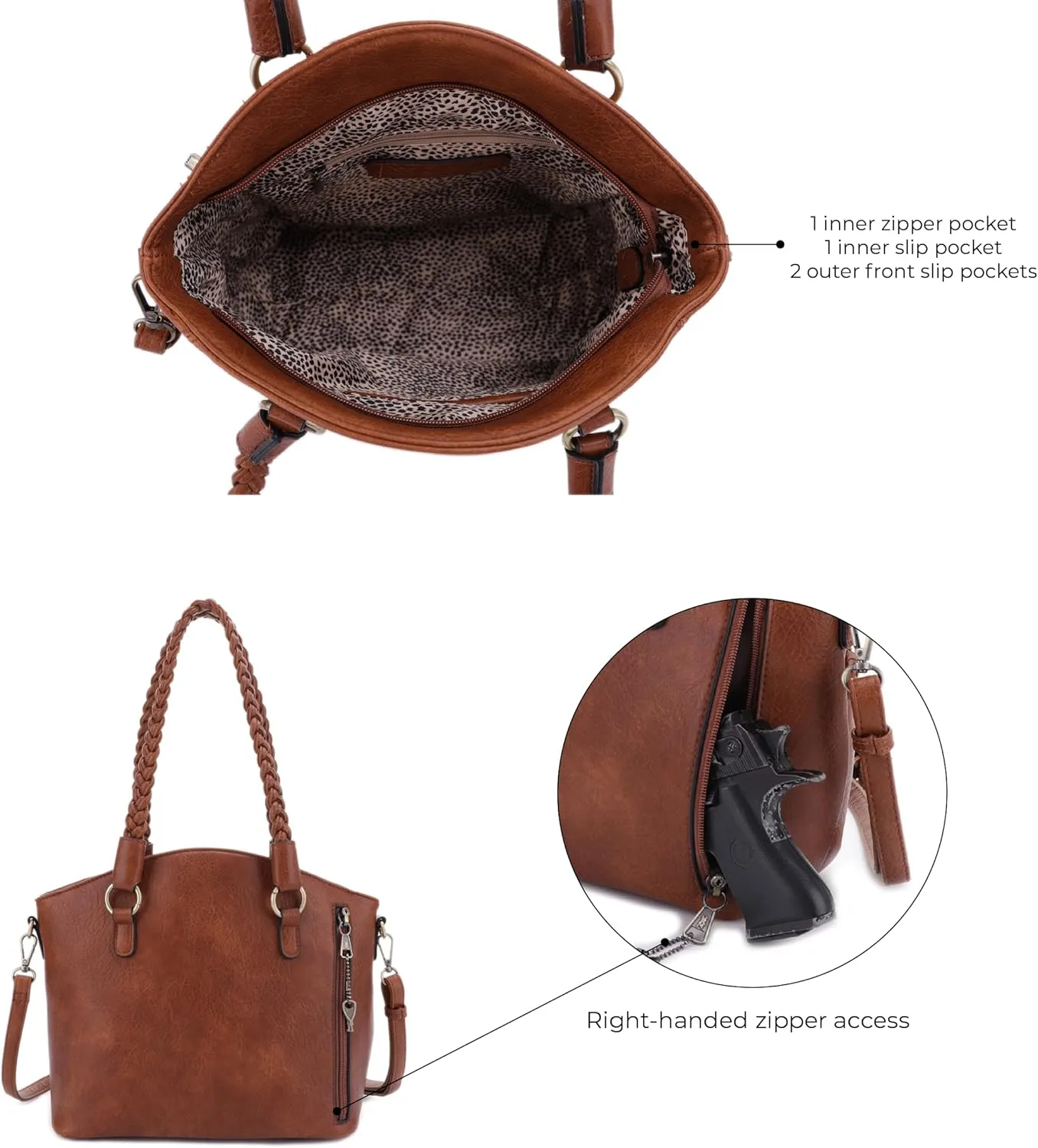 JESSIE & JAMES Bella Concealed Carry Tote Bags For Women with Lock and Key Satchel Purse Top Handle with Crossbody Strap
