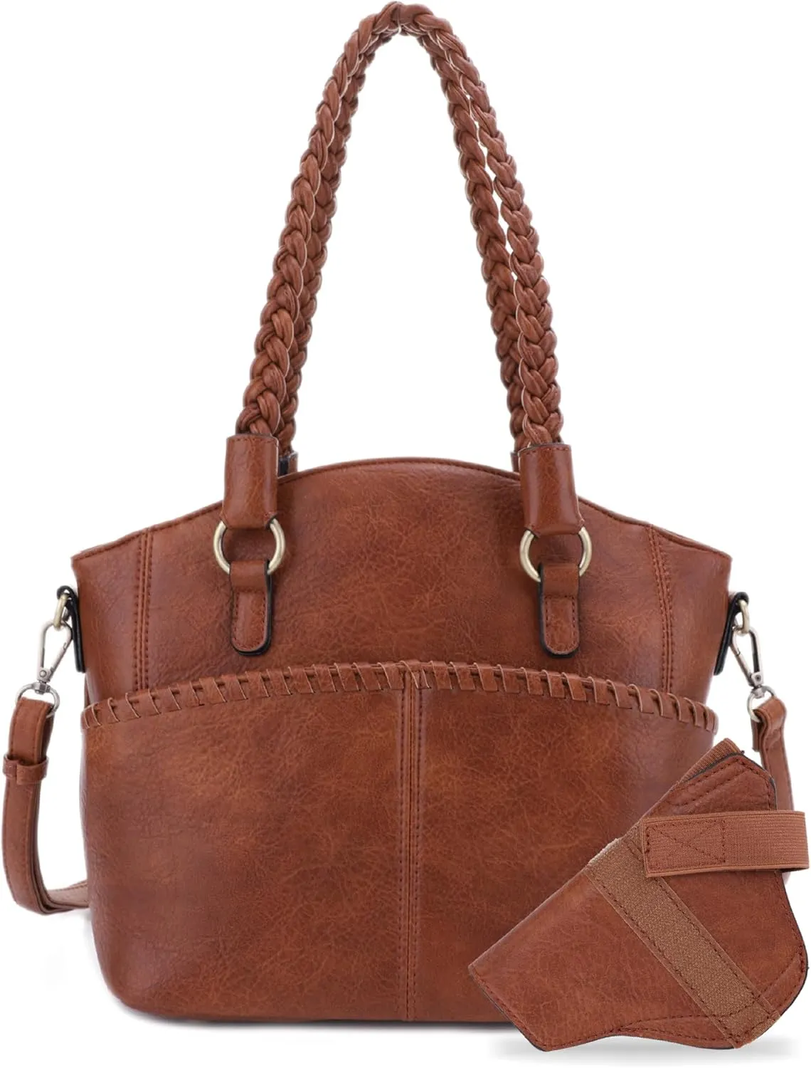 JESSIE & JAMES Bella Concealed Carry Tote Bags For Women with Lock and Key Satchel Purse Top Handle with Crossbody Strap