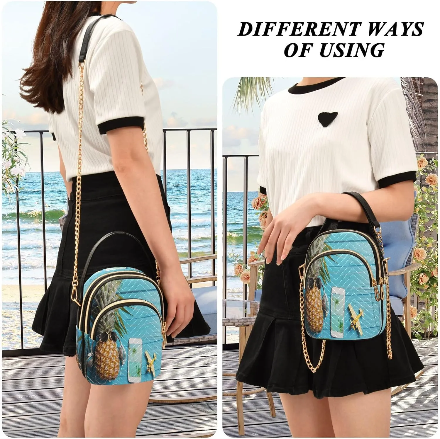 Joisal Starry Night Village Crossbody Bags, Women's Purses and Handbags Triple Zip Women Shoulder Bag