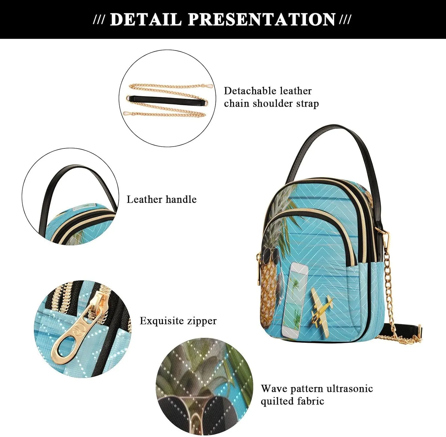 Joisal Starry Night Village Crossbody Bags, Women's Purses and Handbags Triple Zip Women Shoulder Bag