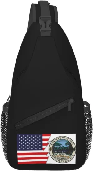 Jones County Seal And America Crossbody Bags For Women Men Chest Backpack Gym Shoulder Bag Travel Outdoor Sports Casual Crossbody Bags
