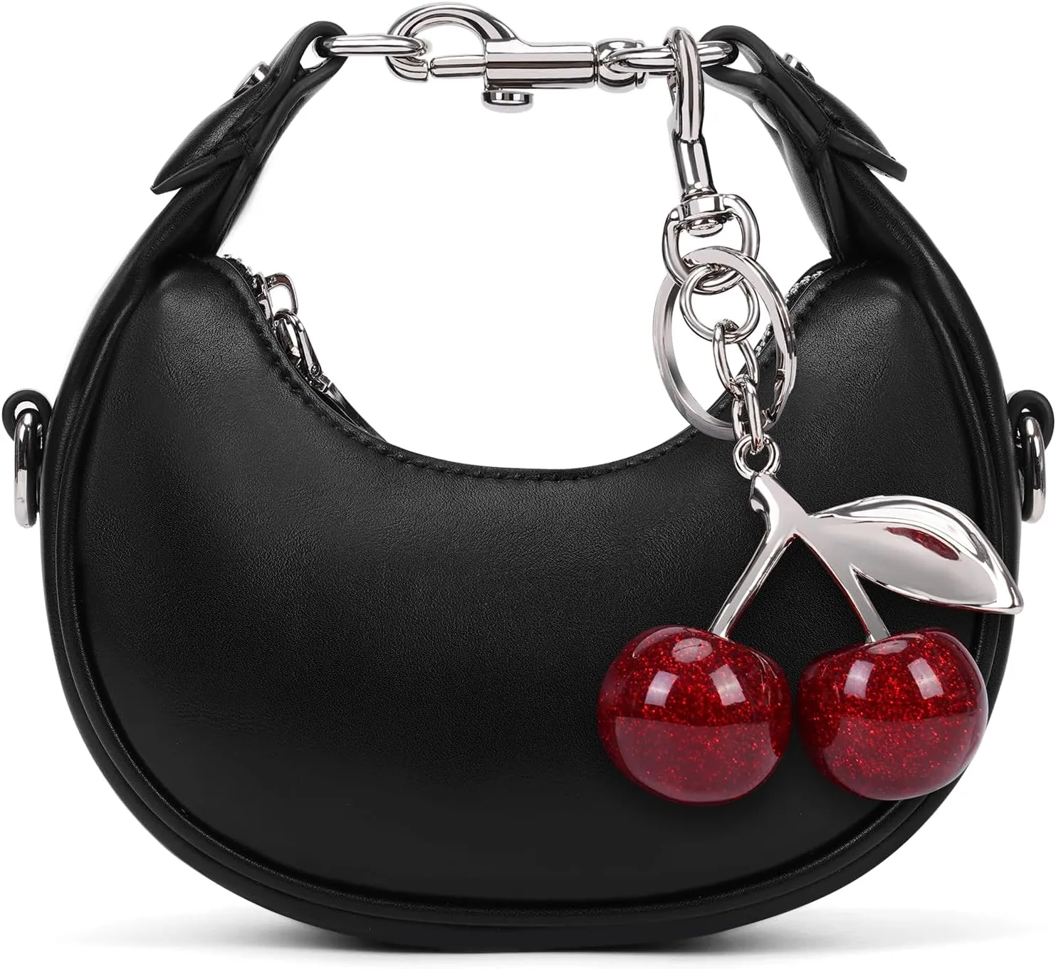 JQWSVE Small Top Handle Bags for Women Rhinestone Mini Purses Ladies Handbags Trendy Crescent Mini Crossbody Purse