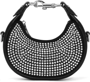 JQWSVE Small Top Handle Bags for Women Rhinestone Mini Purses Ladies Handbags Trendy Crescent Mini Crossbody Purse