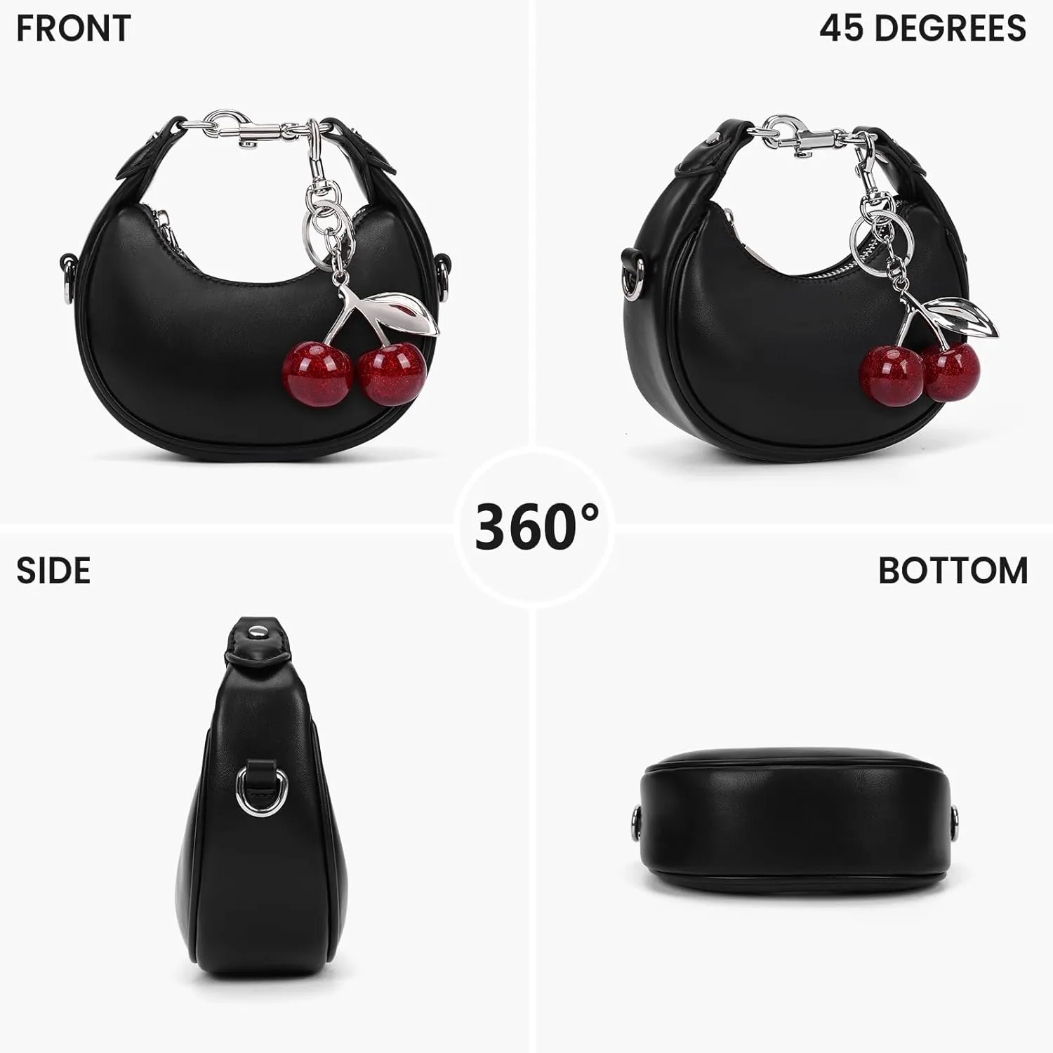 JQWSVE Small Top Handle Bags for Women Rhinestone Mini Purses Ladies Handbags Trendy Crescent Mini Crossbody Purse
