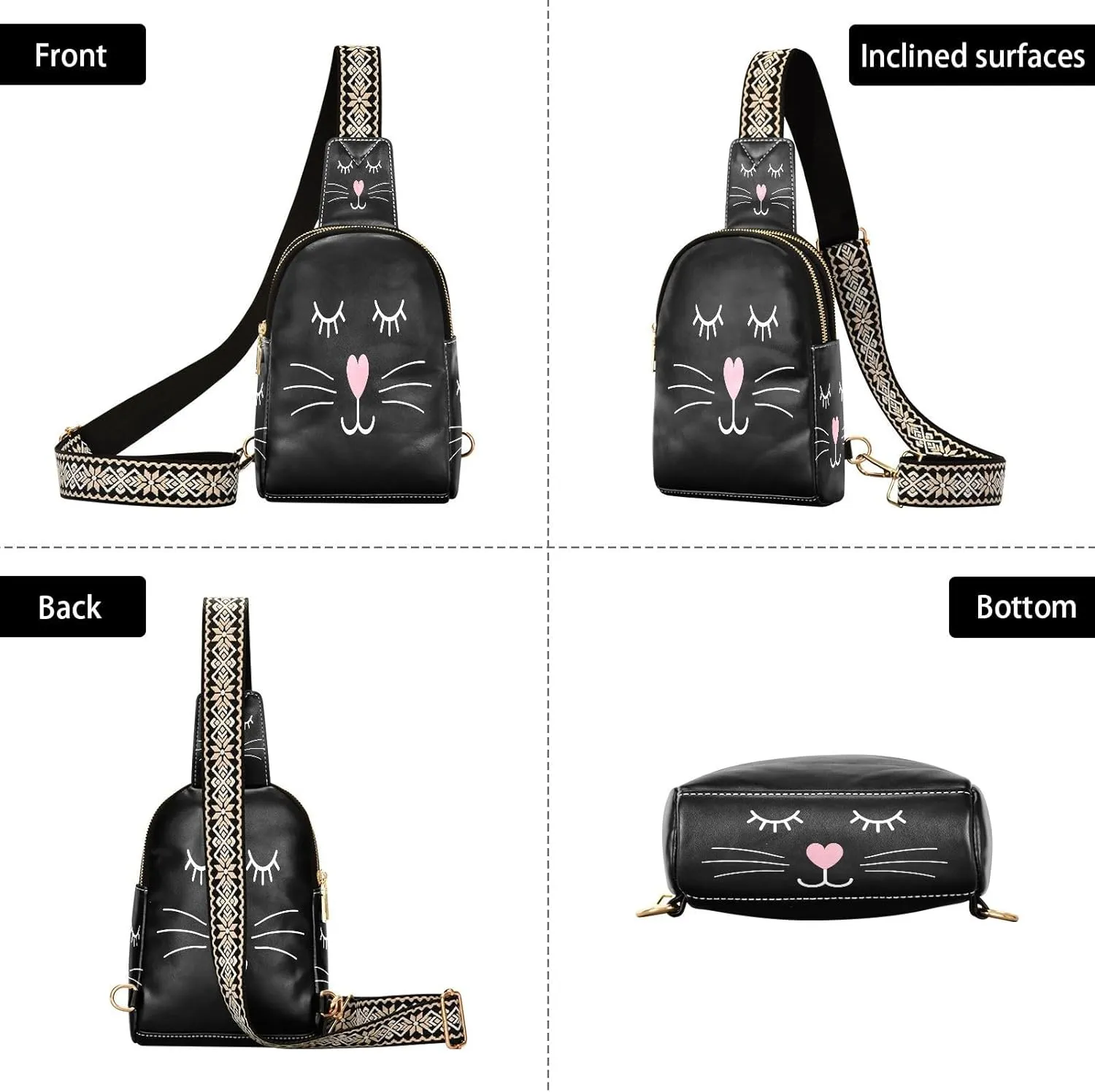 JSTEL Leather Crossbody Sling Bags for Women,Leather Crossbody Purses Leather Crossbody Bag Sling Purse