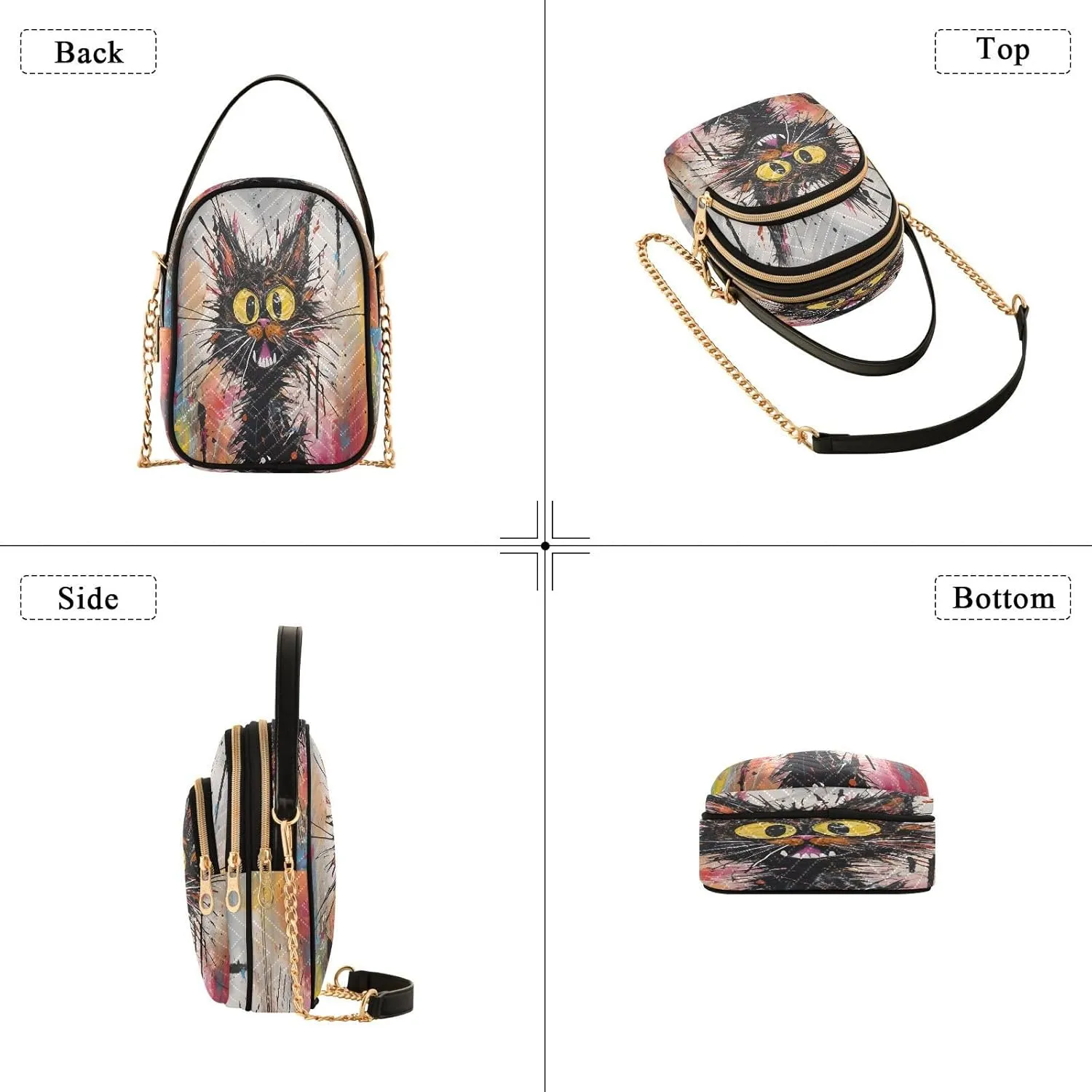 JSTEL Small Crossbody Bag for Women with Compartments,Long Gold Chain Crossbody Purse Polyester Phone Purse Wallet