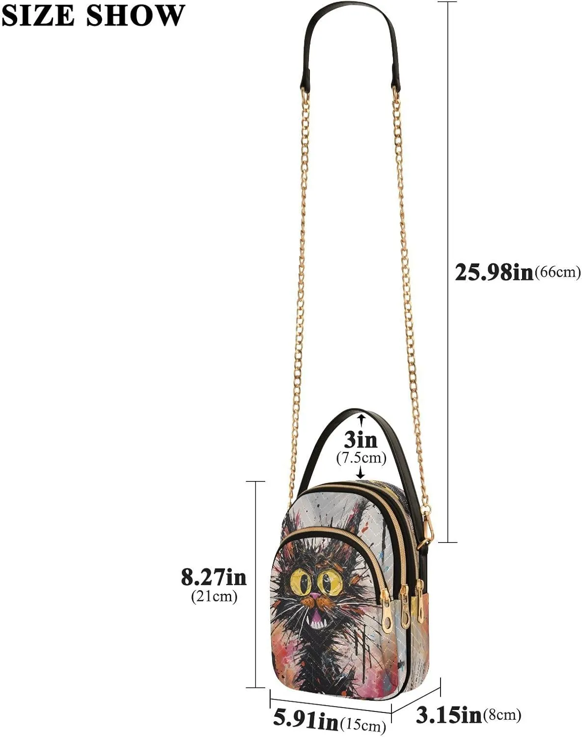JSTEL Small Crossbody Bag for Women with Compartments,Long Gold Chain Crossbody Purse Polyester Phone Purse Wallet