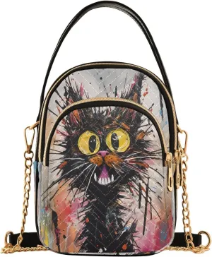 JSTEL Small Crossbody Bag for Women with Compartments,Long Gold Chain Crossbody Purse Polyester Phone Purse Wallet