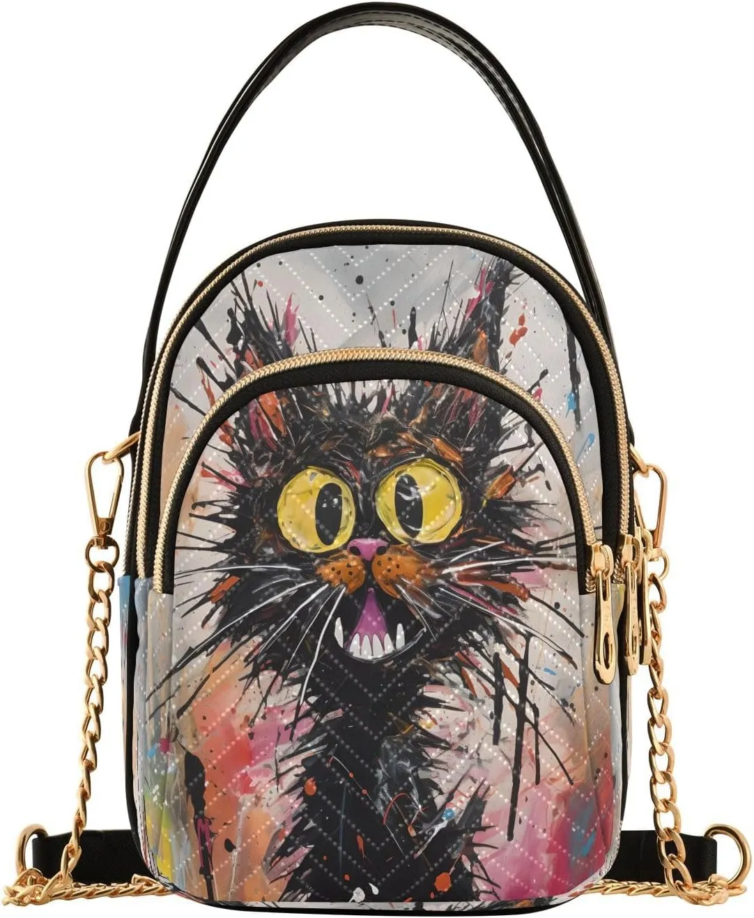 JSTEL Small Crossbody Bag for Women with Compartments,Long Gold Chain Crossbody Purse Polyester Phone Purse Wallet
