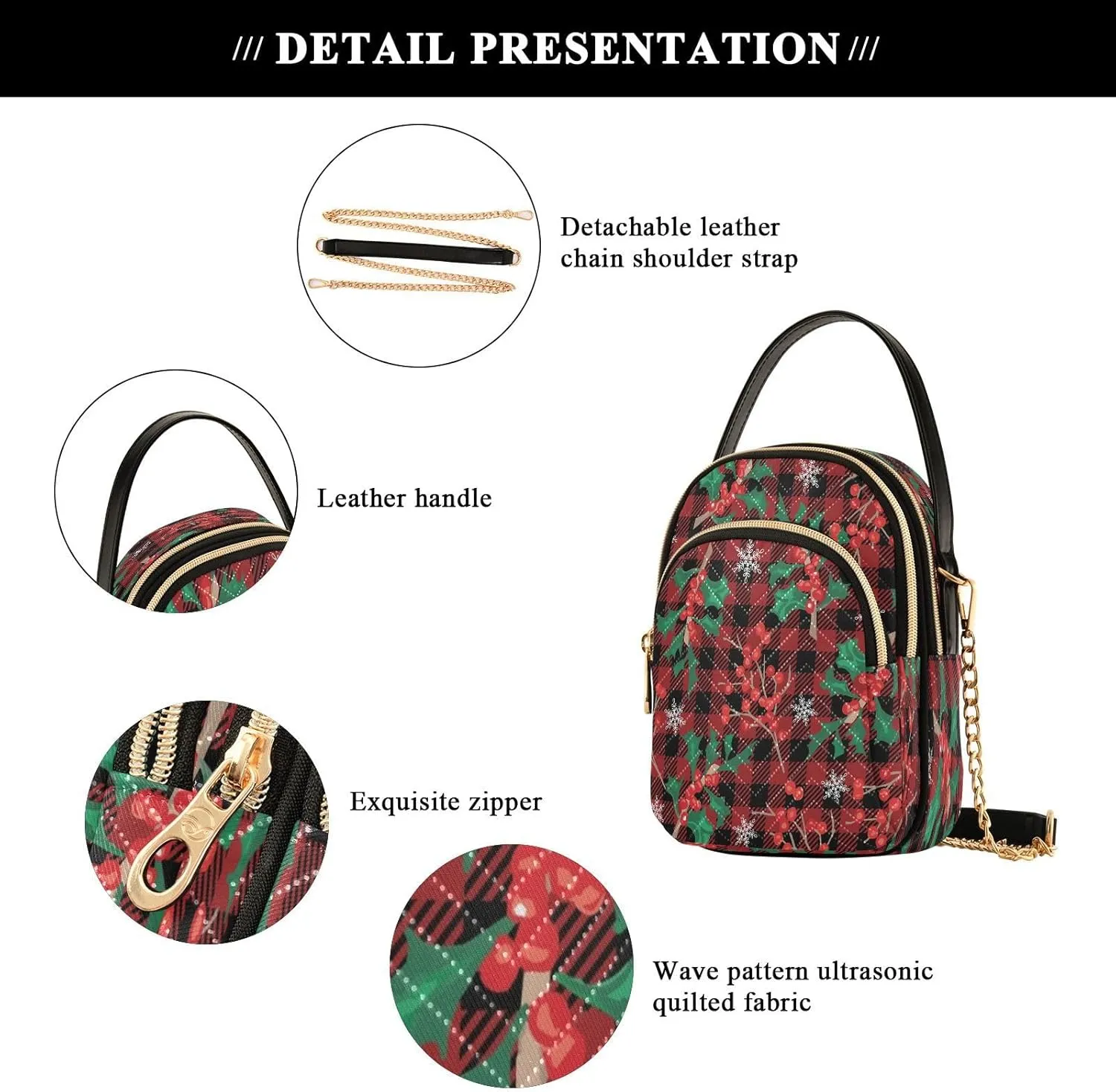 JSTEL Small Crossbody Bag for Women with Compartments,Long Strap Crossbody Purse Polyester Phone Purse Wallet