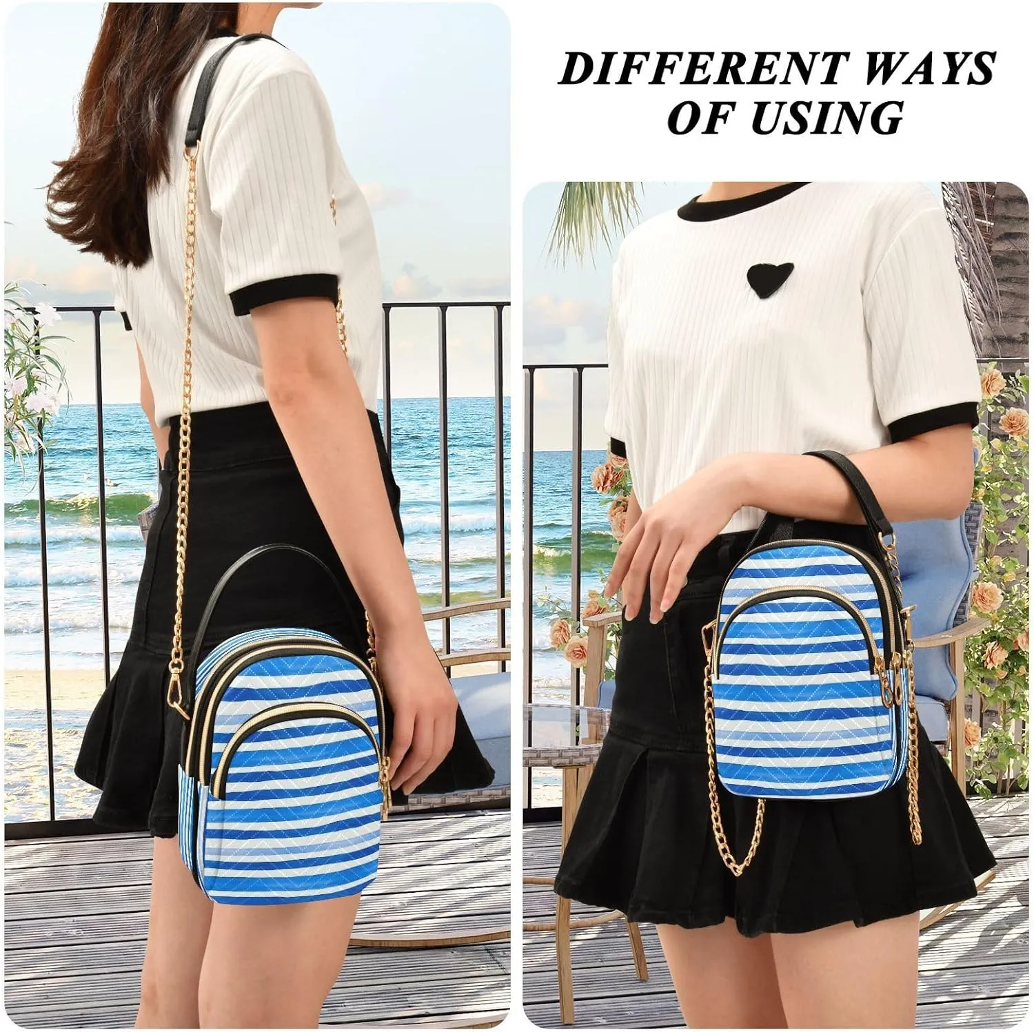 JSTEL Small Crossbody Bag for Women with Compartments,Long Strap Crossbody Purse Polyester Phone Purse Wallet