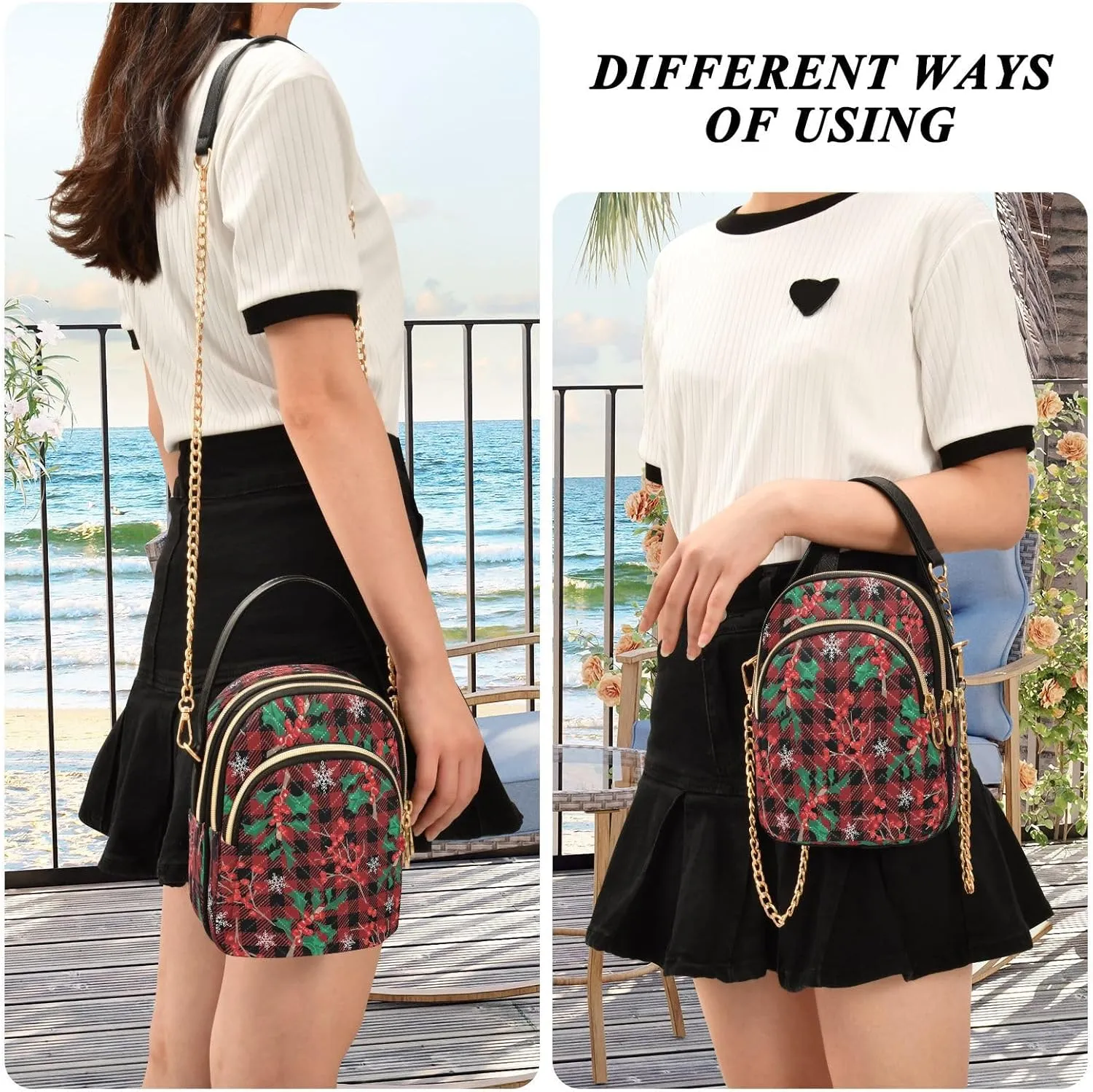 JSTEL Small Crossbody Bag for Women with Compartments,Long Strap Crossbody Purse Polyester Phone Purse Wallet