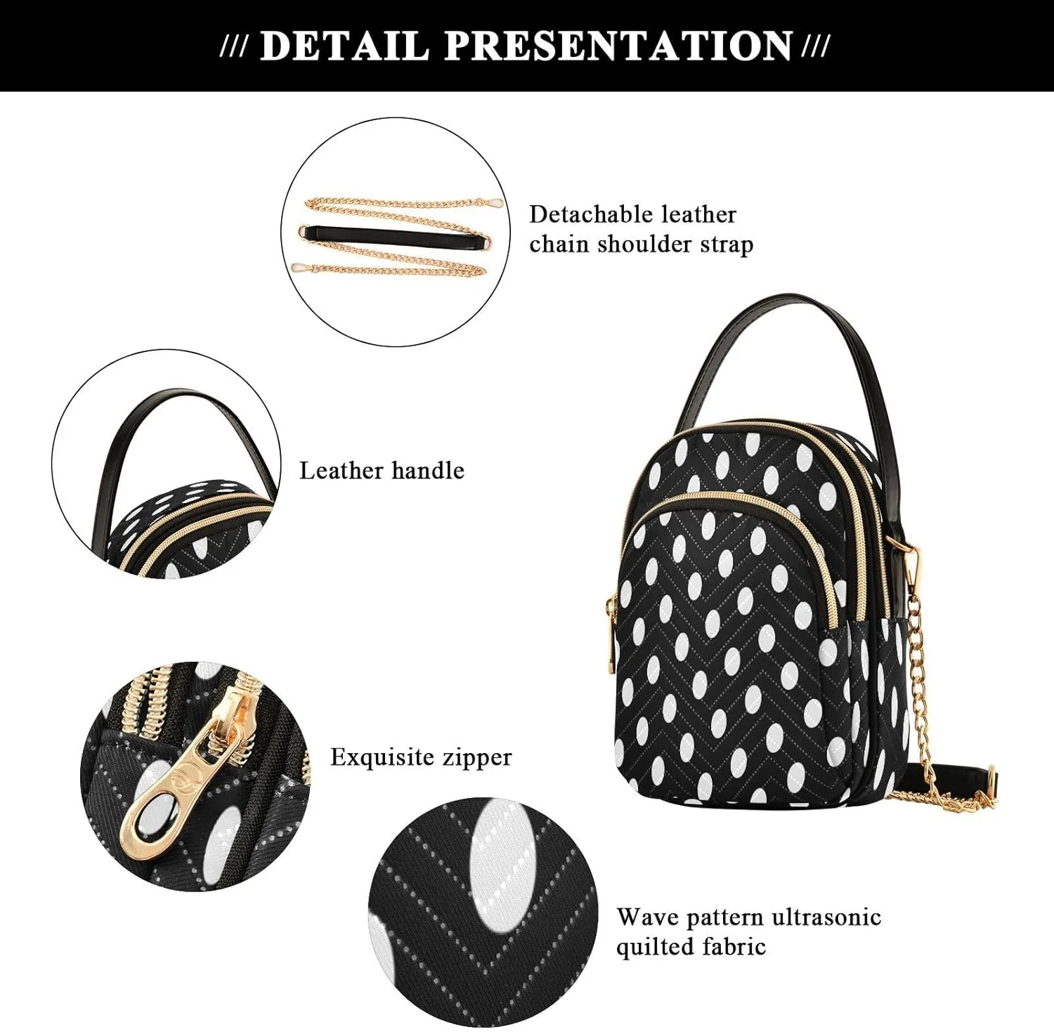 JSTEL Small Crossbody Bag for Women with Compartments,Long Strap Crossbody Purse Polyester Phone Purse Wallet