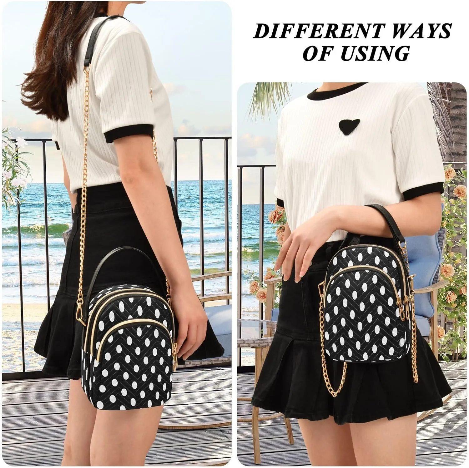 JSTEL Small Crossbody Bag for Women with Compartments,Long Strap Crossbody Purse Polyester Phone Purse Wallet