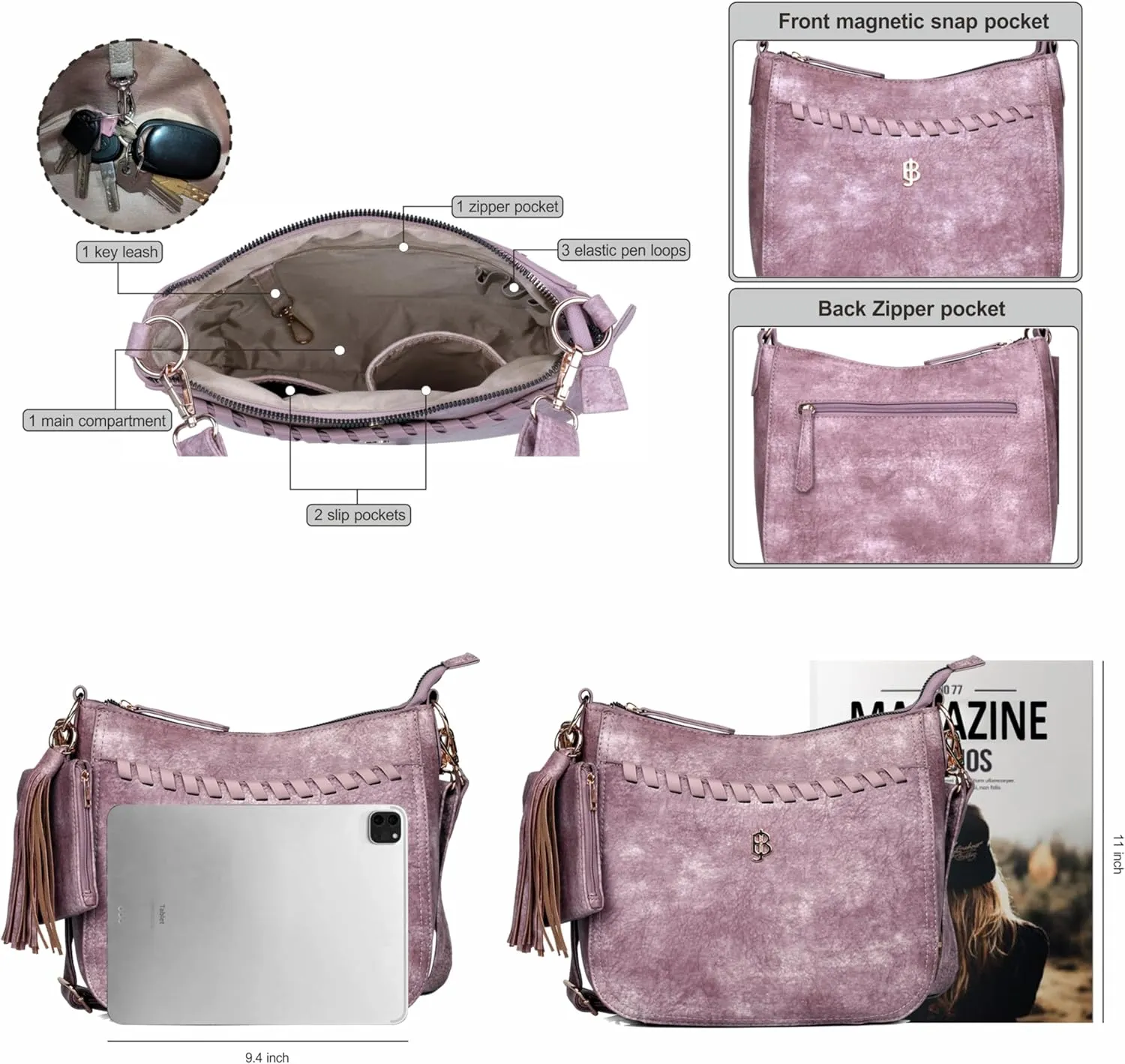 Julia Buxton Whip Stitch Vegan Leather Crossbody Bag