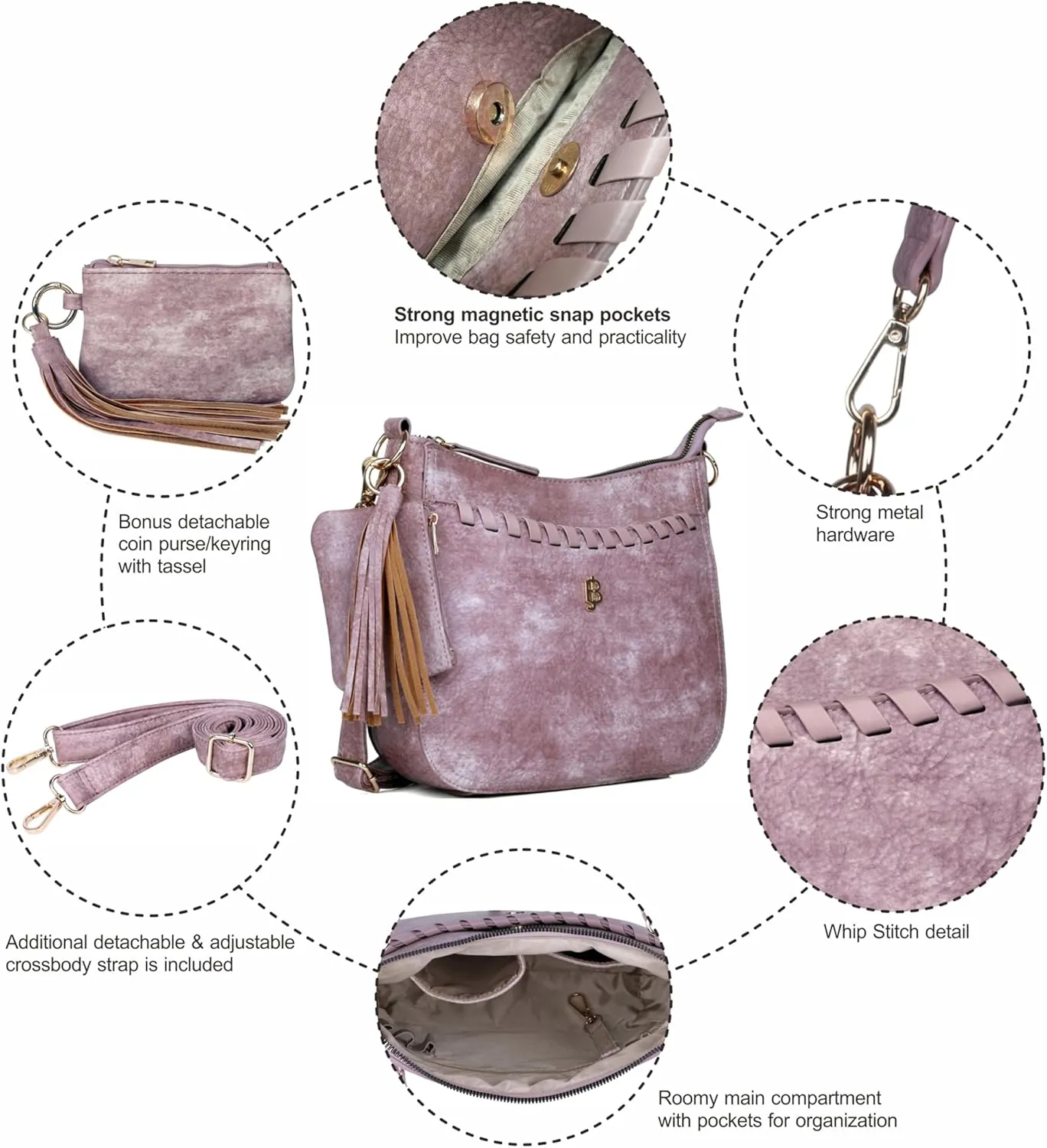 Julia Buxton Whip Stitch Vegan Leather Crossbody Bag