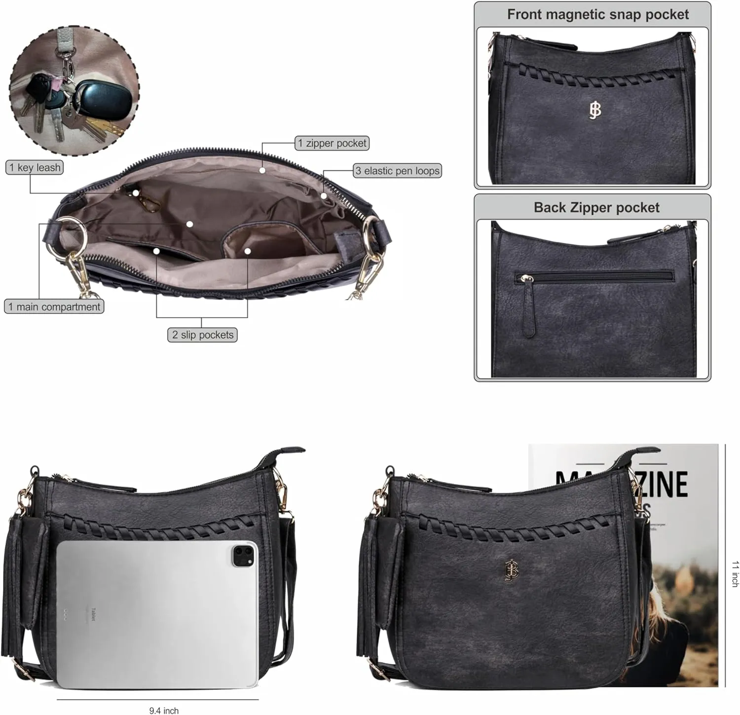 Julia Buxton Whip Stitch Vegan Leather Crossbody Bag
