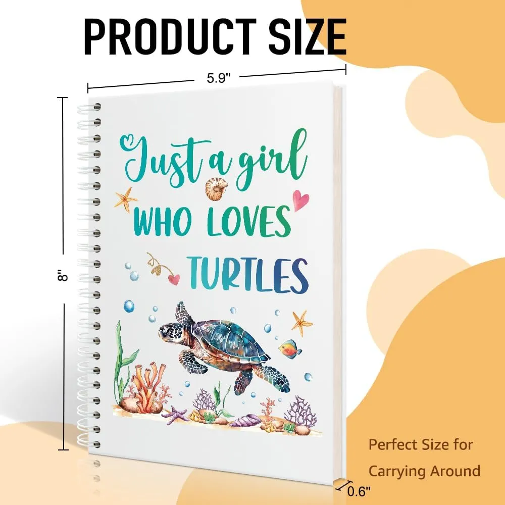 Just a Girl Who Loves Turtles Spiral Notebook, Sea Turtle Decor Gifts for Women Her Daughter, Xmas Appreciation for Mom Sister Friend Coworker, Birthday Gifts for Ocean Turtle Lover
