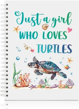 Just a Girl Who Loves Turtles Spiral Notebook, Sea Turtle Decor Gifts for Women Her Daughter, Xmas Appreciation for Mom Sister Friend Coworker, Birthday Gifts for Ocean Turtle Lover