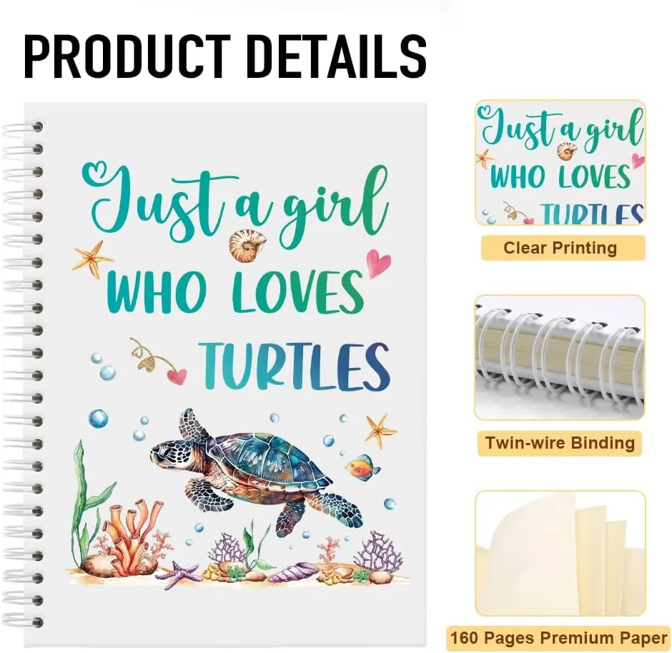 Just a Girl Who Loves Turtles Spiral Notebook, Sea Turtle Decor Gifts for Women Her Daughter, Xmas Appreciation for Mom Sister Friend Coworker, Birthday Gifts for Ocean Turtle Lover