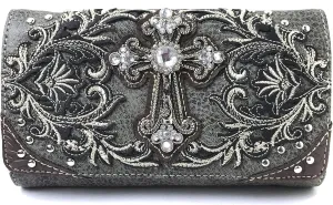 Justin West Concealed Carry Vineyard Western Embroidered Tooled Cross Handbag
