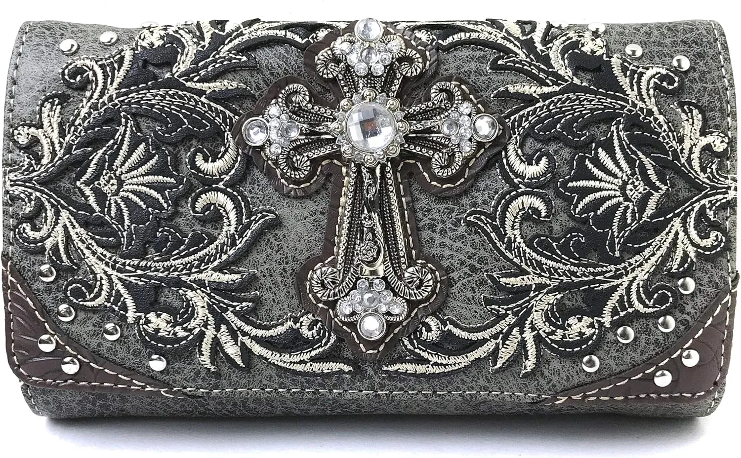 Justin West Concealed Carry Vineyard Western Embroidered Tooled Cross Handbag