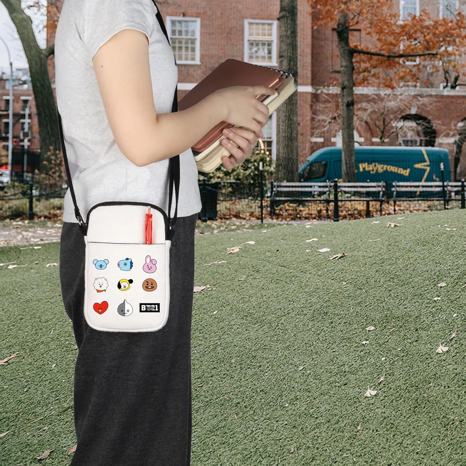K-pop Characters Crossbody Bag K-pop Team Gift for Fans Singer Fan Gift B-T Inspired Zipper Crossbody Bag