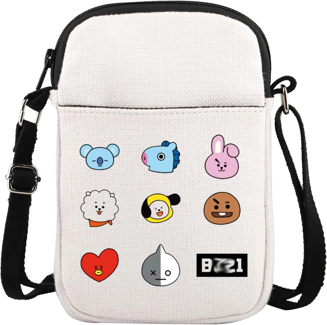 K-pop Characters Crossbody Bag K-pop Team Gift for Fans Singer Fan Gift B-T Inspired Zipper Crossbody Bag