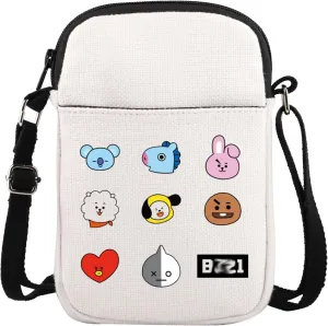 K-pop Characters Crossbody Bag K-pop Team Gift for Fans Singer Fan Gift B-T Inspired Zipper Crossbody Bag