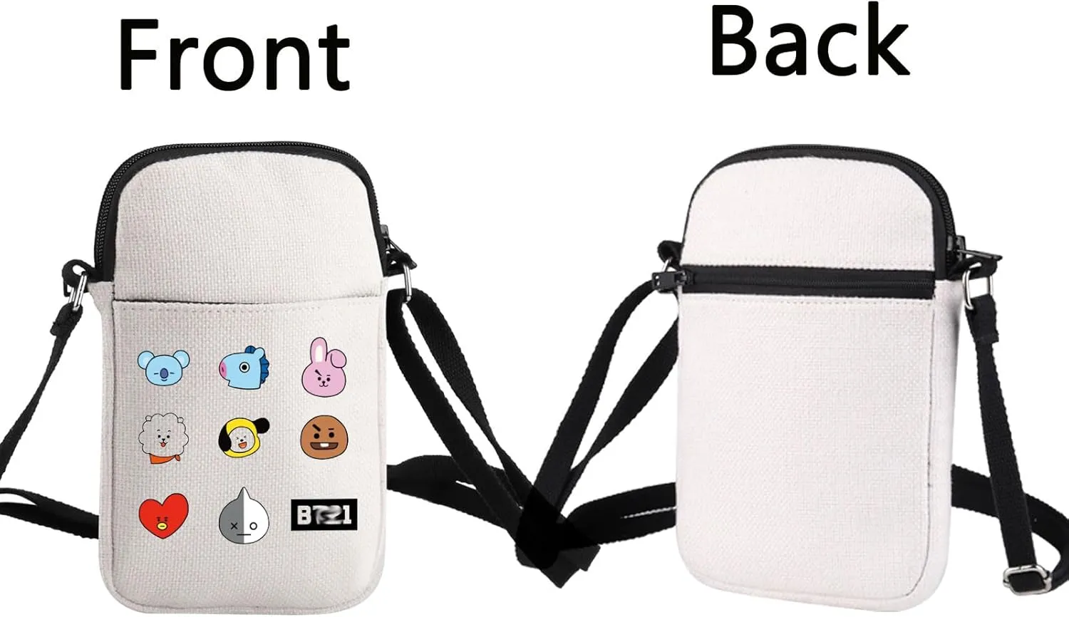 K-pop Characters Crossbody Bag K-pop Team Gift for Fans Singer Fan Gift B-T Inspired Zipper Crossbody Bag