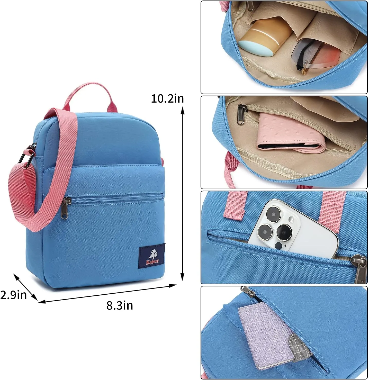 Kalesi Small Canvas Crossbody Bag and Purse Set for Girls and Women