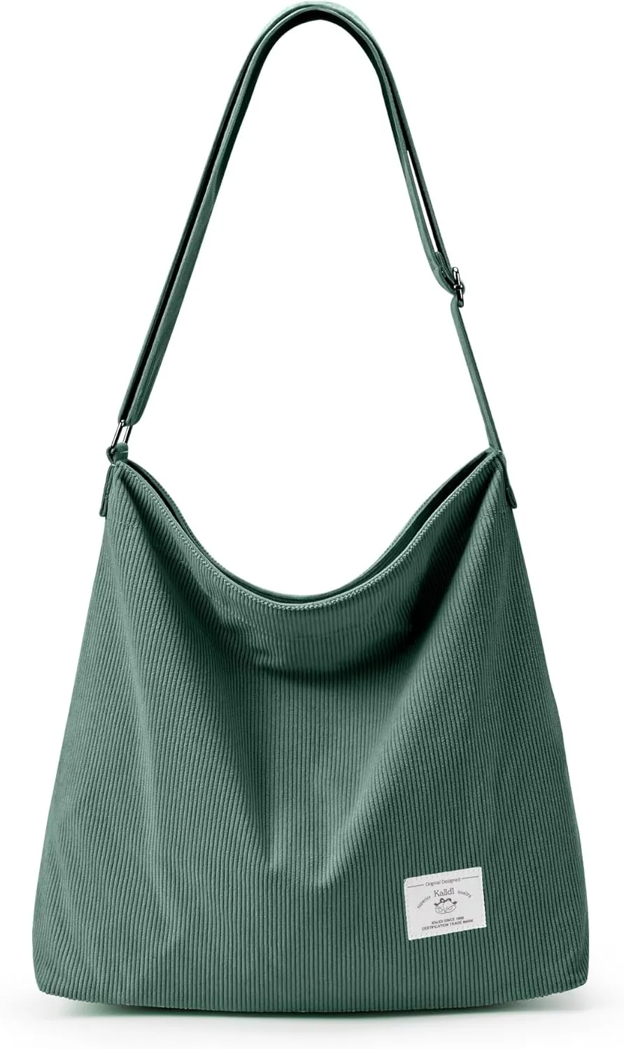 KALIDI Corduroy Tote Bag for Women Casual Zipper Tote Handbag Large Crossbody Hobo Shoulder Bag Work Fashion Women Purse