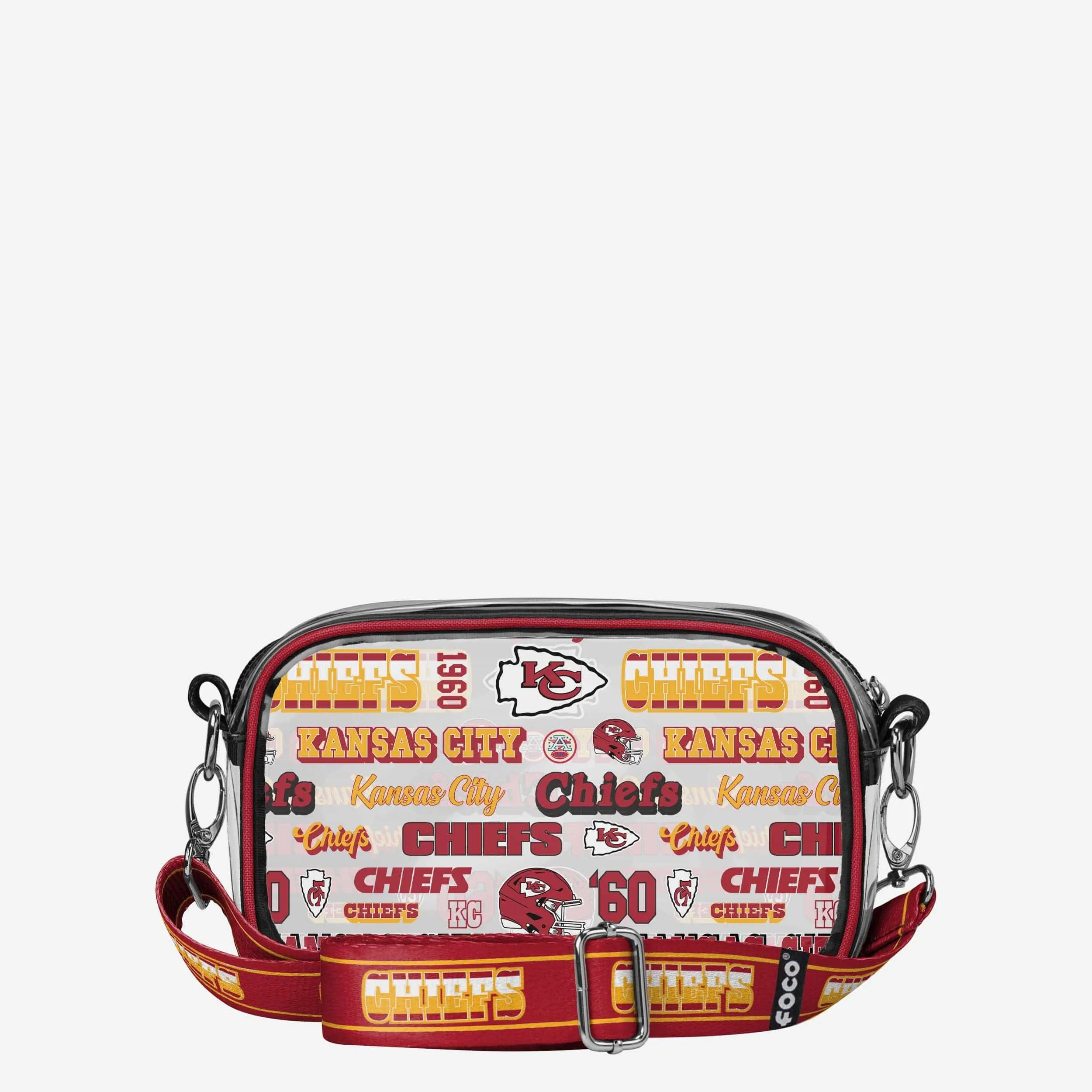Kansas City Chiefs Repeat Retro Print Clear Crossbody Bag