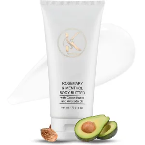 Katz Beauty Shea Butter Body Butter, Rosemary & Menthol, 6 oz - Hydrating Shea, Cocoa, Avocado Oil, Vegan Moisturizer for Dry Skin, Travel-Size