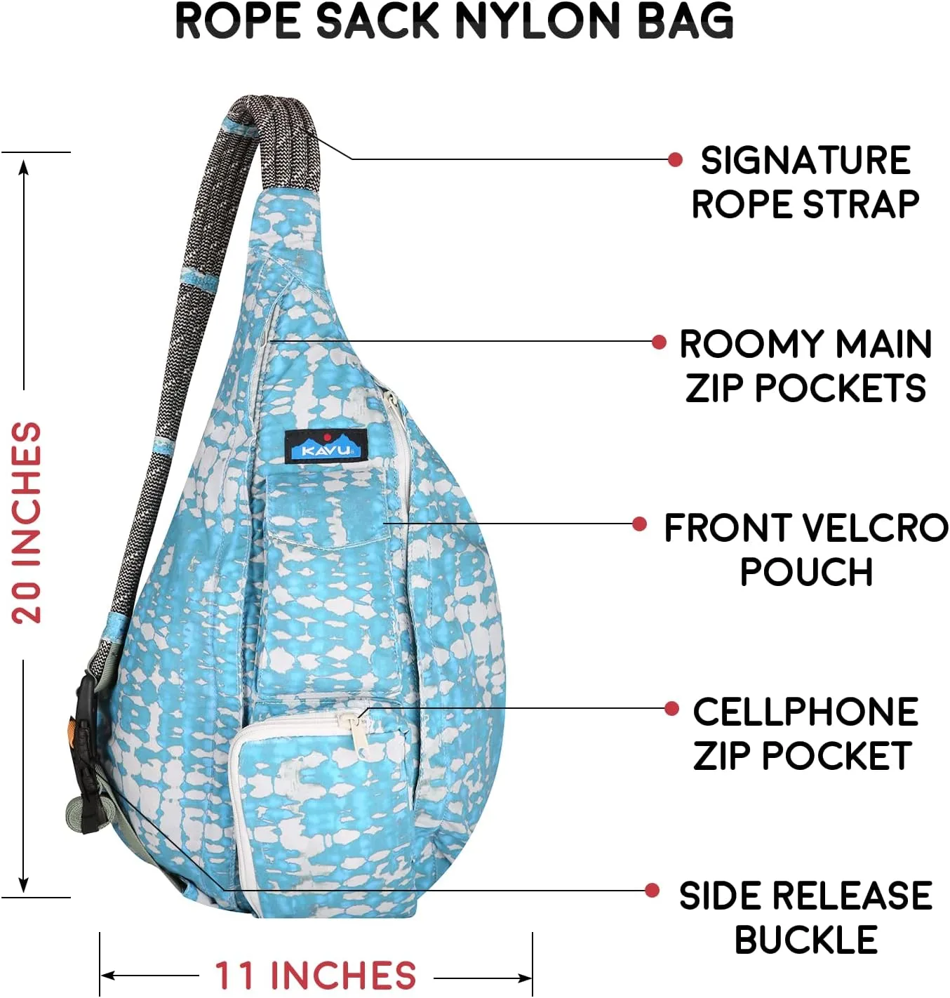 KAVU Rope Sack Sling Crossbody Backpack - Ripple Tie Dye