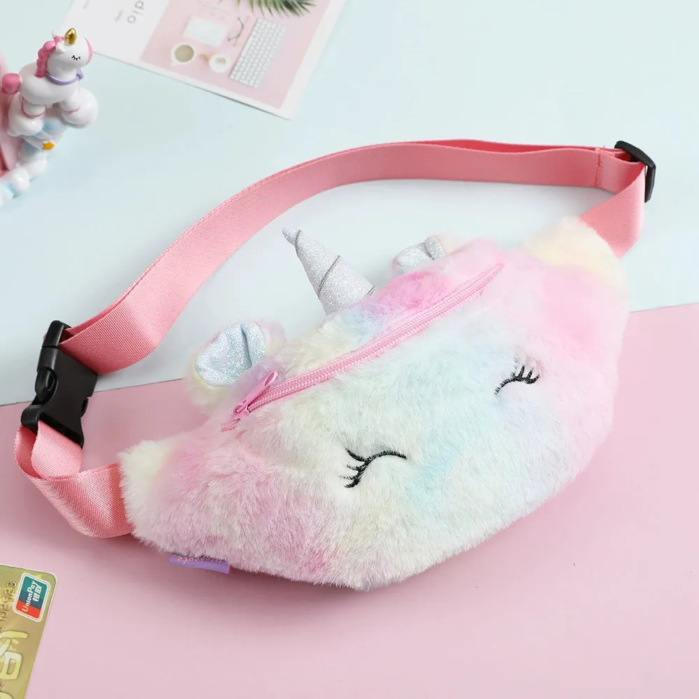 Kawaii Plush Unicorn Fanny Pack 🌈✨ - Adorable Winter Cartoon Shoulder Bag for Kids! 🦄💕