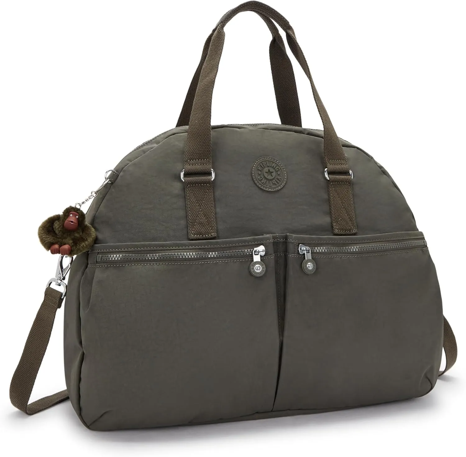 Kipling Women's Eugina Satchel, Handmade, Removable Shoulder Strap, Outer Pockets, Nylon Duffle Bag