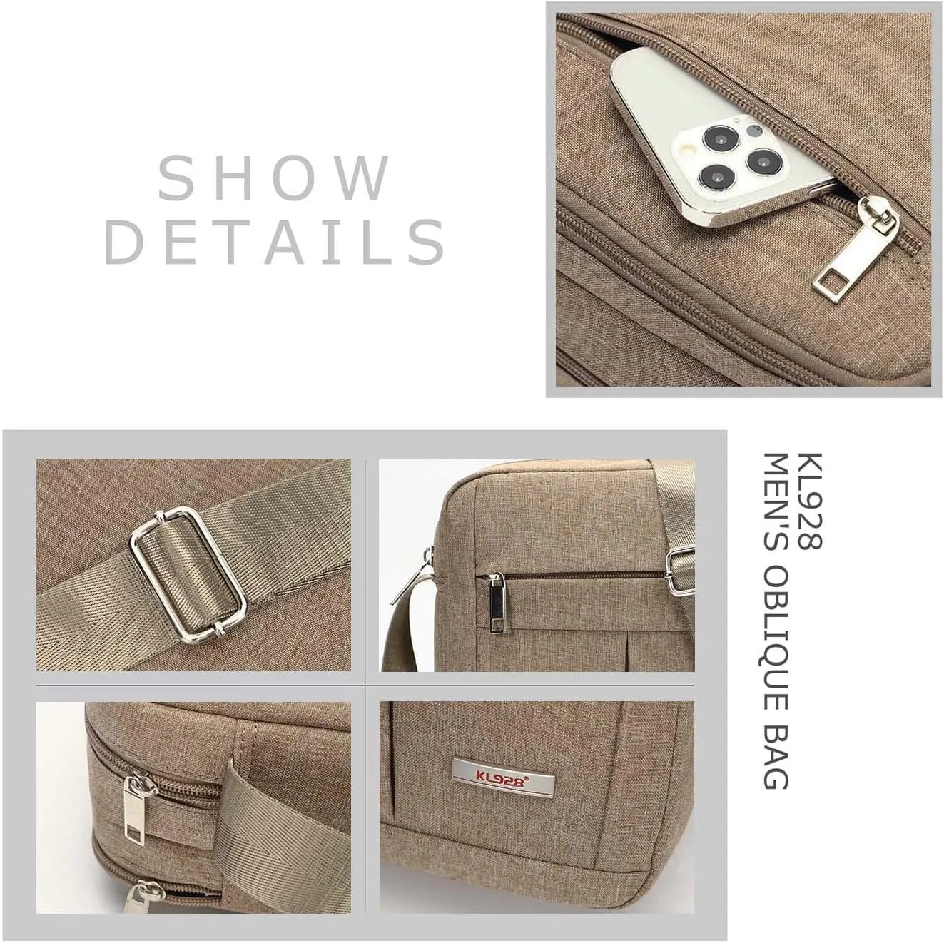 KL928 Men's Messenger Bag - Crossbody Shoulder Bags Travel Bag Man Purse Casual Sling Pack for Work Business