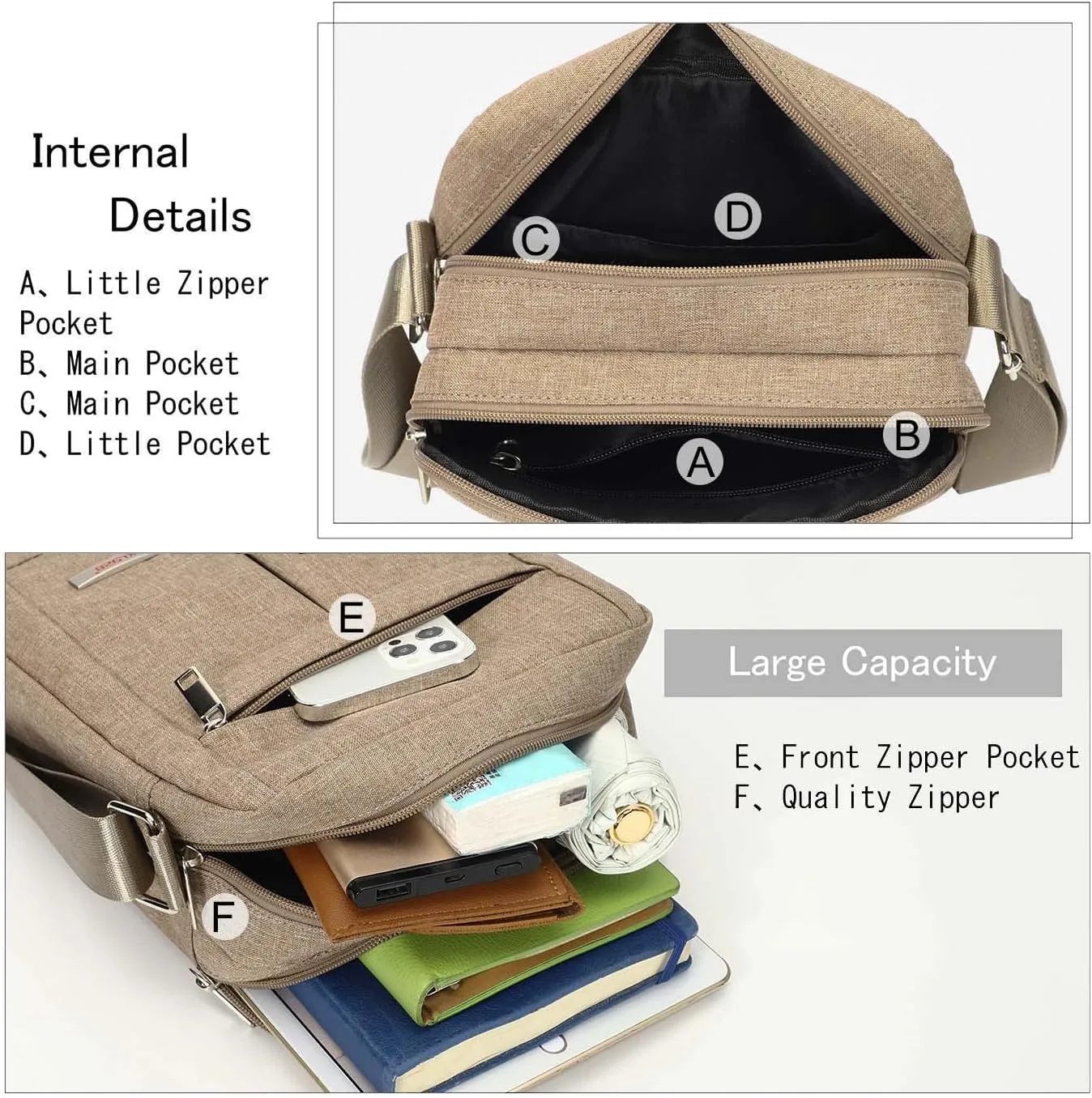 KL928 Men's Messenger Bag - Crossbody Shoulder Bags Travel Bag Man Purse Casual Sling Pack for Work Business