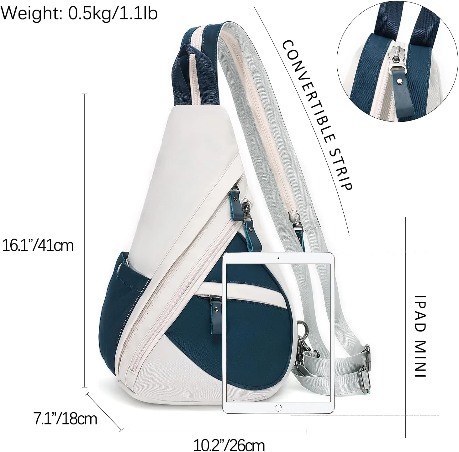 KL928 Nylon Sling Bag - Small Crossbody Backpack Shoulder Casual Daypack Multipurpose Rucksack for Men Women