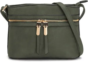 LA TERRE Zipper Pocket Crossbody Bags, Lightweight Medium Crossbody Purses Women's Shoulder Handbags