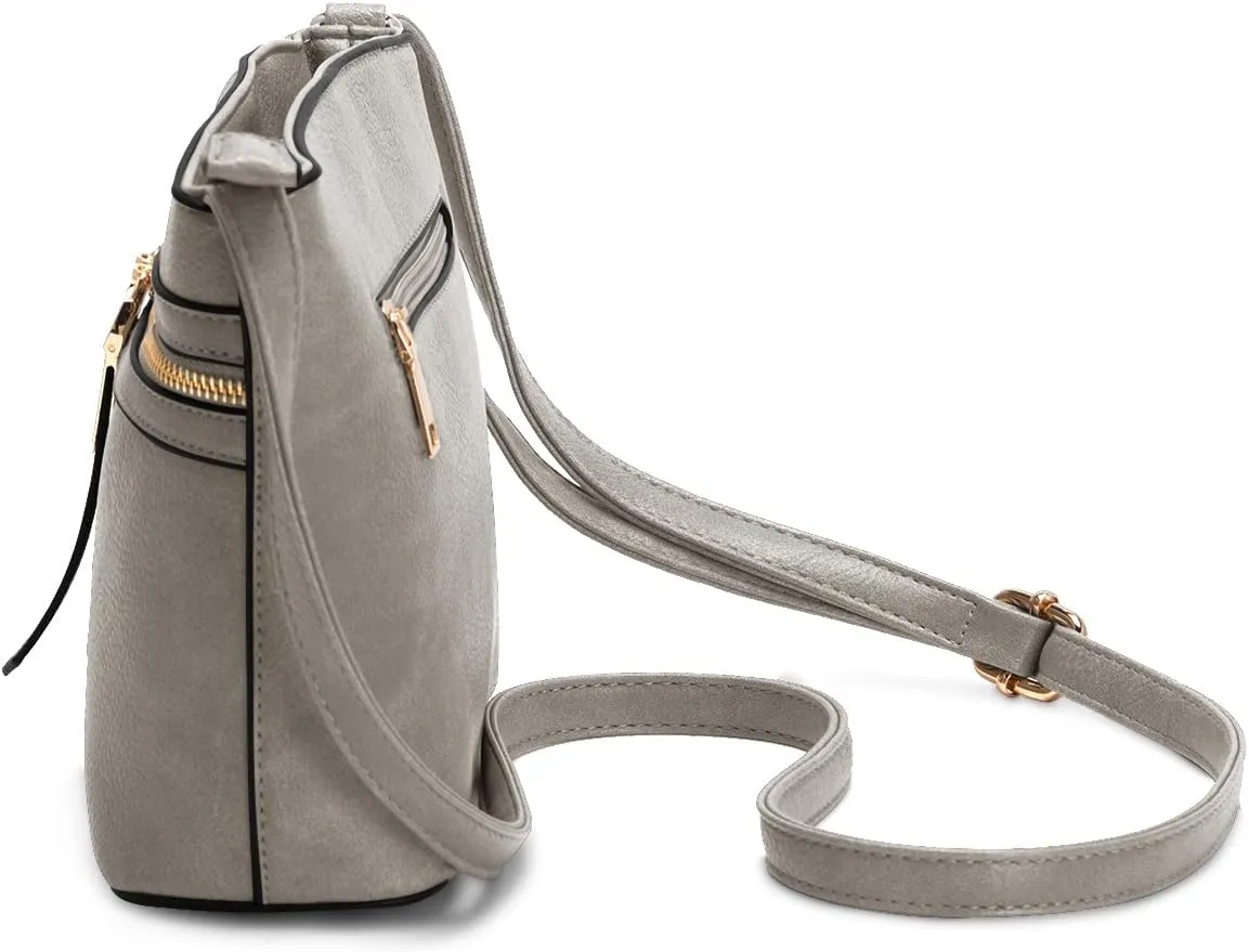 LA TERRE Zipper Pocket Crossbody Bags, Lightweight Medium Crossbody Purses Women's Shoulder Handbags