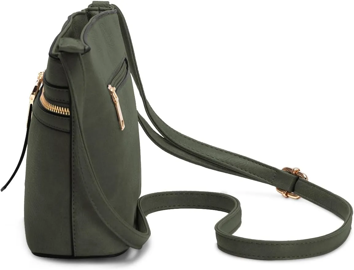 LA TERRE Zipper Pocket Crossbody Bags, Lightweight Medium Crossbody Purses Women's Shoulder Handbags