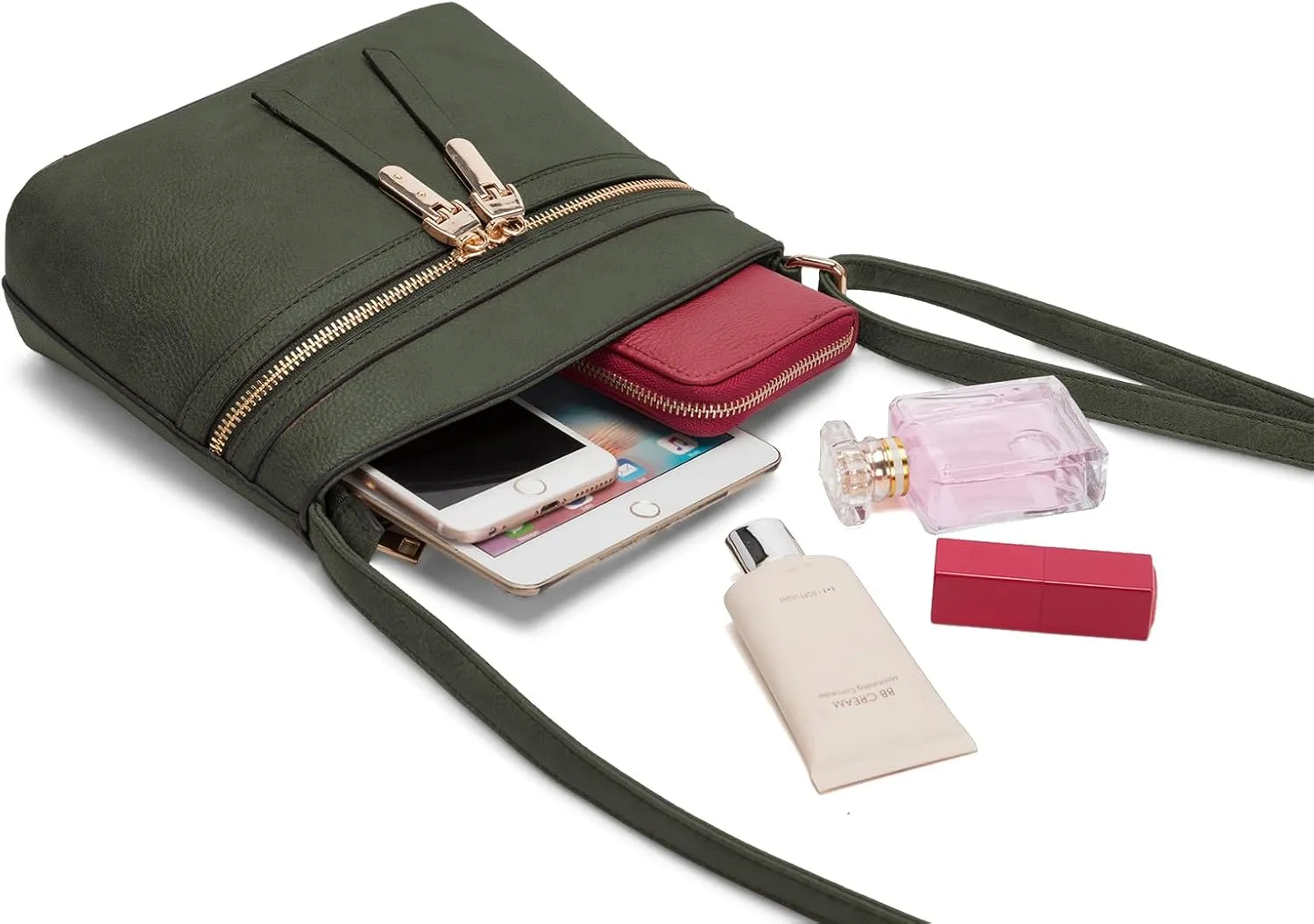 LA TERRE Zipper Pocket Crossbody Bags, Lightweight Medium Crossbody Purses Women's Shoulder Handbags