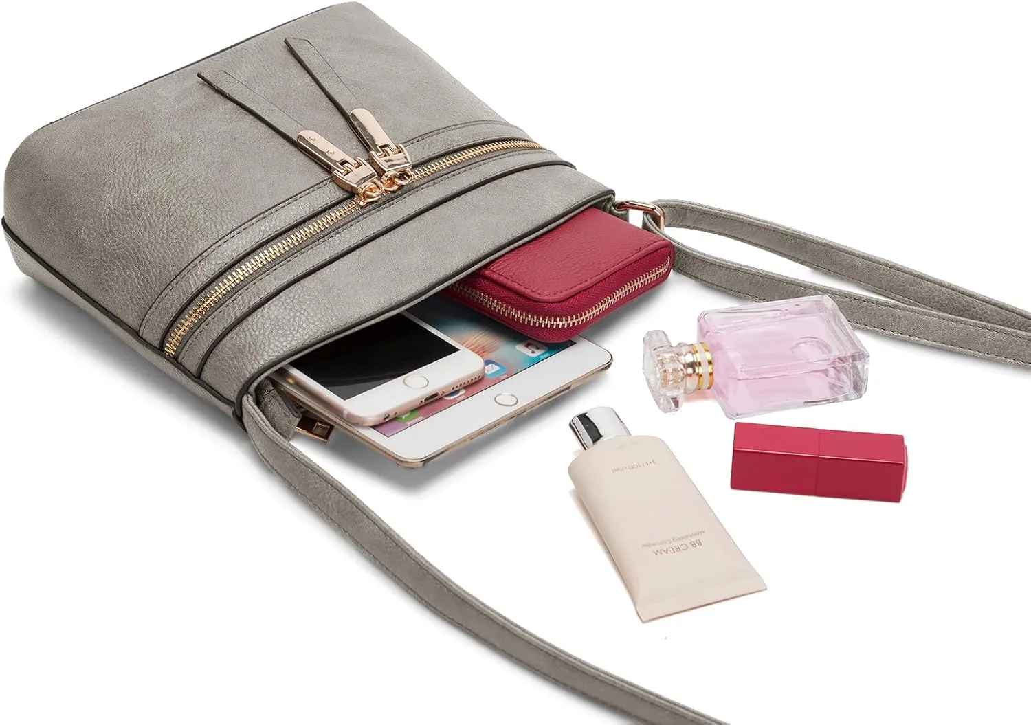LA TERRE Zipper Pocket Crossbody Bags, Lightweight Medium Crossbody Purses Women's Shoulder Handbags