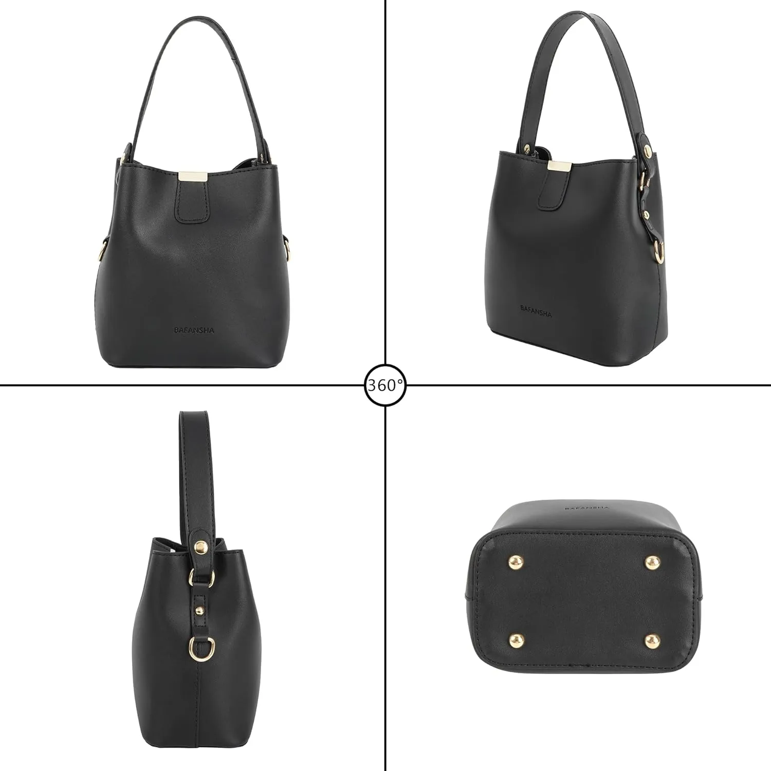 LABANCA Women Retro Alligator Bucket Bags Crocodile Pattern Designer Shoulder Bag Ladies PU Purse Crossbody Wallet Bag